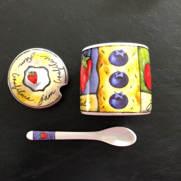 Joie de Vivre Confiture - Jam or Jelly Jar canister w/ lid & spoon - Picture 4 of 8